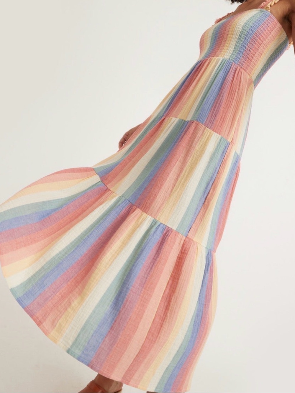 Marine Layer Pastel Striped Smocked Sundress - Multicolor